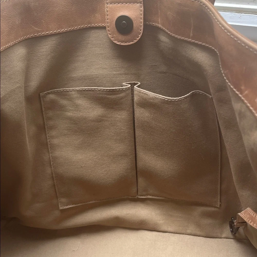 Authentic Frye Tan Leather Tote Bag Great  Condition - Picture 10 of 16